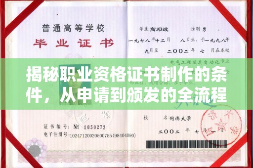 鄂托克旗揭秘职业资格证书制作的条件，从申请到颁发的全流程解析